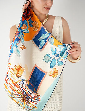 Veloute Azur Zest İpek Fular 65x65