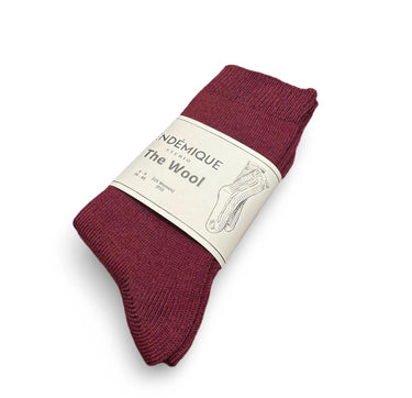 Endémique Studio The Wool Plain Maroon-Kadın Yün Çorap