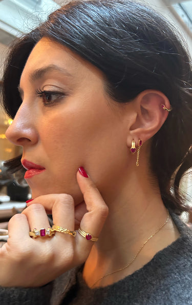 Pia&Co Meile Ruby Beyaz Zirkon Taşlı Altın Kaplama Gümüş Yüzük