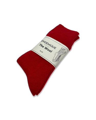 Endémique Studio The Wool Plain Red-Kadın Yün Çorap