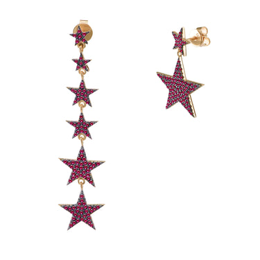 Pia&Co Navi Taşlı Altın Kaplama Asimetrik Yıldız Gümüş Küpe