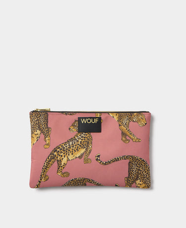 Wouf Blush Leopard XL Pouch Bag El Çantası