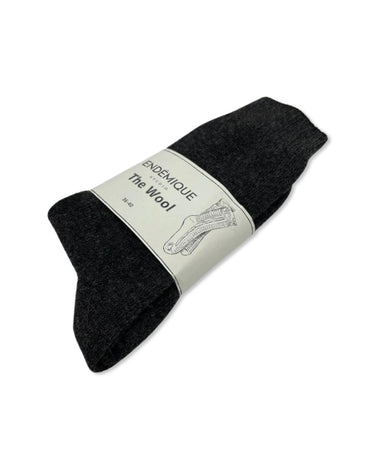 Endémique Studio The Wool Plain Charcoal-Kadın Yün Çorap