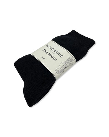 Endémique Studio The Wool Plain Black-Kadın Yün Çorap