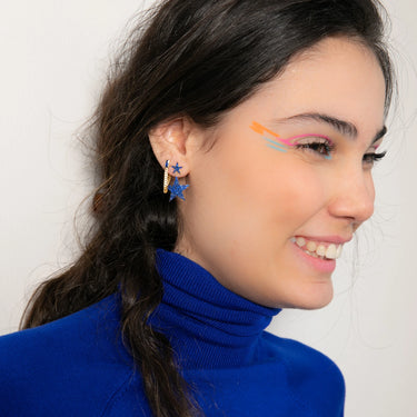 Pia&Co Cadea Lacivert Taşlı Zincir Gümüş Küpe