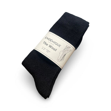 Endémique Studio The Wool Plain Black-Erkek Yün Çorap
