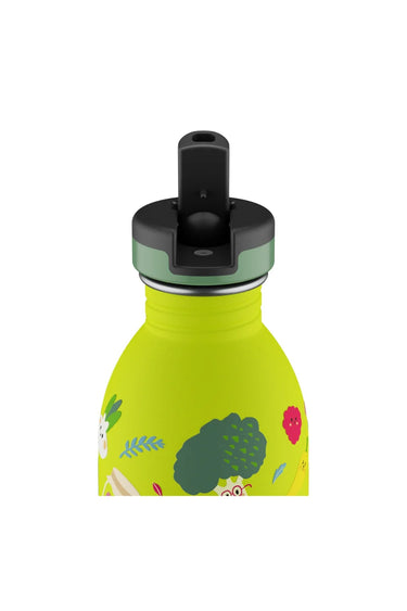 24 Bottles Kids Bottle Veggie Friends Pipetli Paslanmaz Çelik Çocuk Su Matarası 500 ml