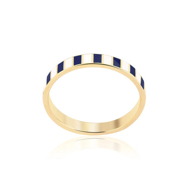 Pia&Co Starto Beyaz Lacivert Mineli Altın Kaplama Gümüş Yüzük