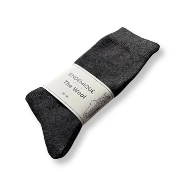 Endémique Studio The Wool Plain Super Grey-Erkek Yün Çorap