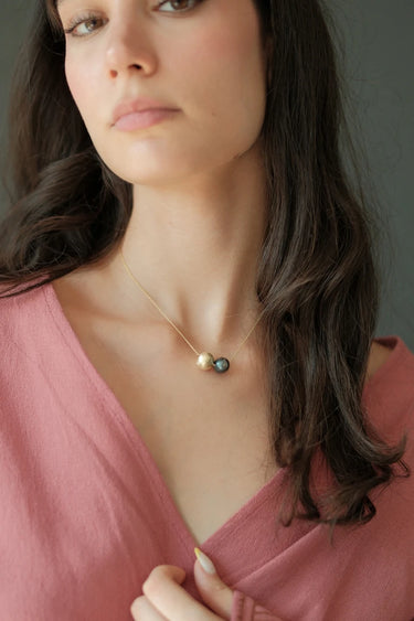 Miklan Navy Pearl Gold Kolye