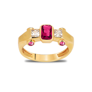Pia&Co Meile Ruby Beyaz Zirkon Taşlı Altın Kaplama Gümüş Yüzük