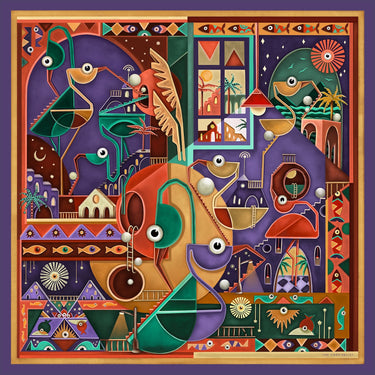 The Carnivalist Stairbirds 105X105 cm İpek Fular