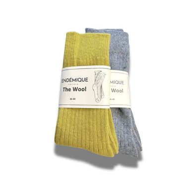 Endémique Studio The Wool Plain Teal Blue-Kadın Yün Çorap