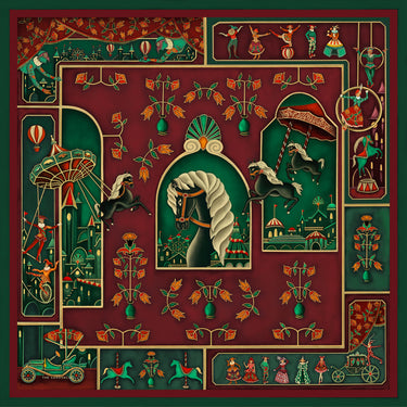 The Carnivalist Velvet Carousel 105X105 cm İpek Fular