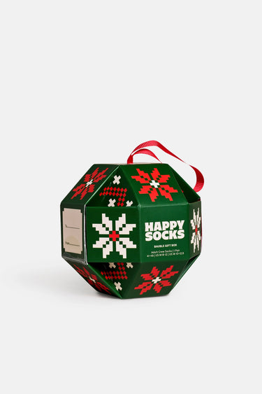 Happy Socks - Yeşil Kar Tanesi Desenli Pamuklu Tekli Erkek Çorap Seti