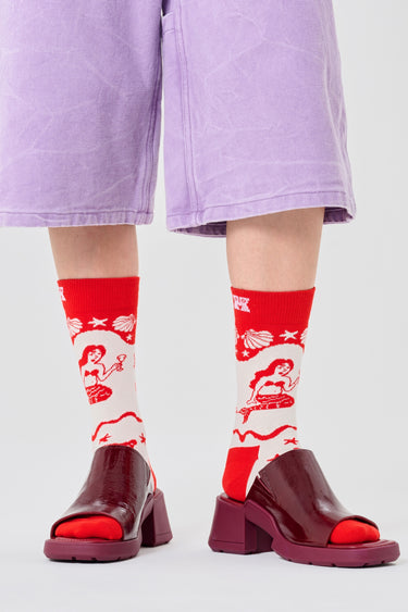 Happy Socks - Denizkızı Desenli Pamuklu Kadın Çorap