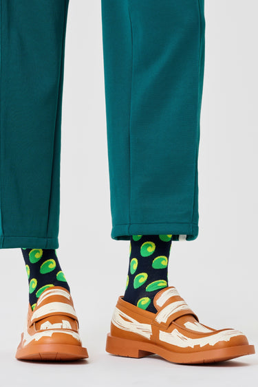 Happy Socks - Yeşil Dalga Desenli Pamuklu Kadın Çorap