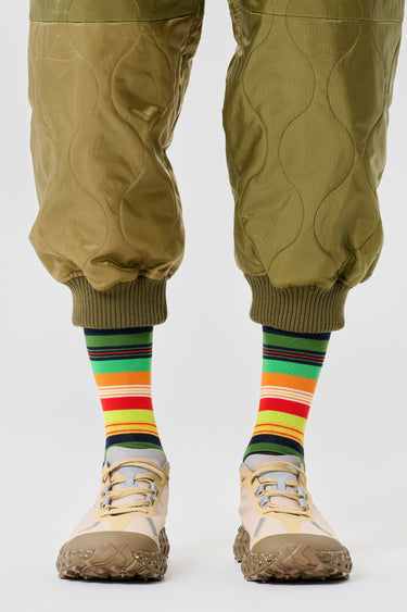 Happy Socks - Turuncu Çok Renkli Çizgili Desenli Pamuklu Kadın Çorap