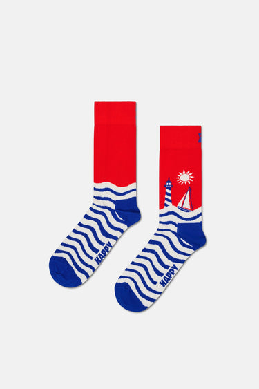 Happy Socks - Çok Renkli Sahil Temalı Pamuklu 3’lü Kadın Çorap Seti