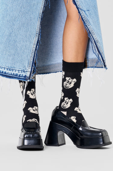 Happy Socks - Siyah Köpek Desenli Pamuklu Kadın Çorap