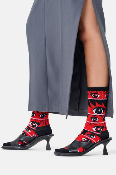 Happy Socks - Erkek Anime Çizgili Desenli Pamuklu Çorap