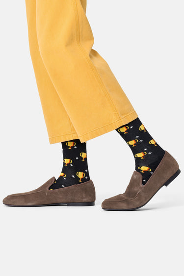 Happy Socks - Siyah Kupa Desenli Pamuklu Erkek Çorap