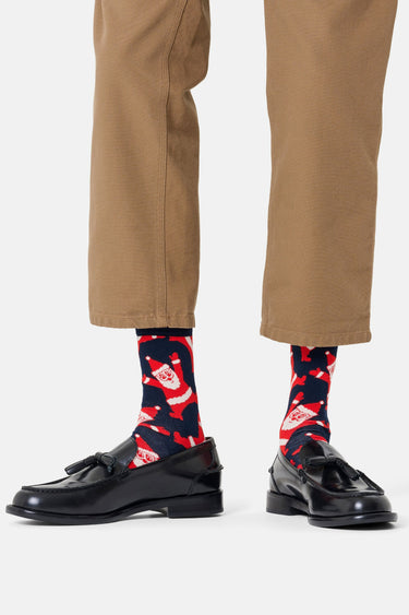 Happy Socks -Lacivert Noel Baba Desenli Pamuklu Erkek Çorap