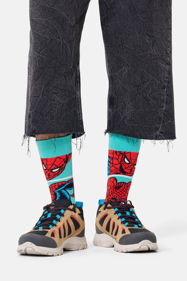 Happy Socks - Spider-Man Desenli Pamuklu Erkek Çorap