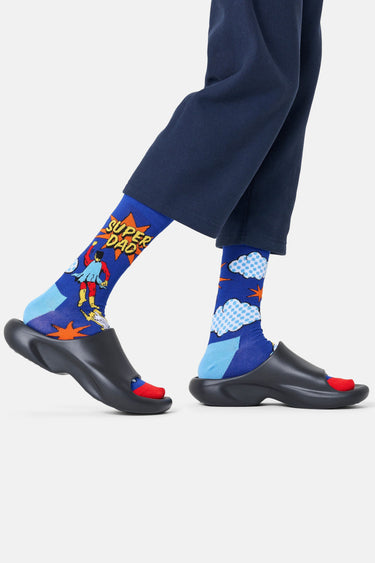 Happy Socks - Mavi Baba Temalı Pamuklu Erkek Çorap
