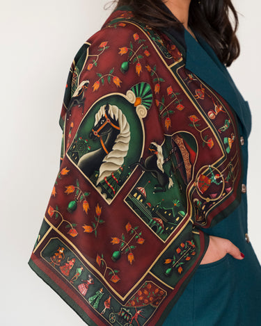 The Carnivalist Velvet Carousel 105X105 cm İpek Fular