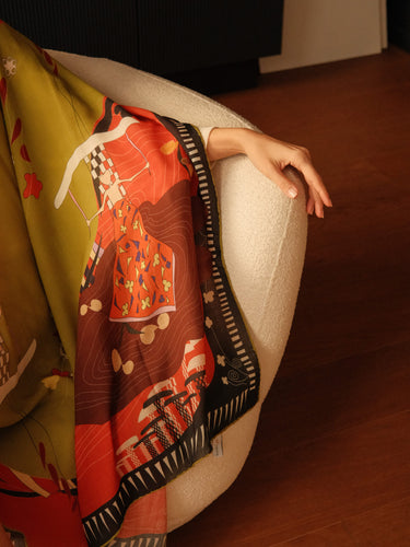 Neymiş Sesler ve Sessizler Kırmızı-110x110 Yün Şal