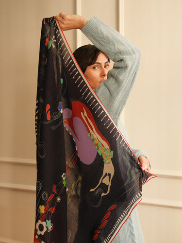 Neymiş Hayal Suları Lacivert-110x110 Yün Şal