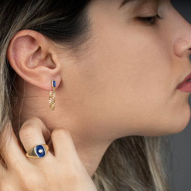 Pia&Co Cadea Lacivert Taşlı Zincir Gümüş Küpe