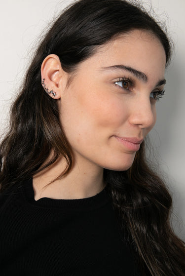 Pia&Co Chara Siyah Zirkon Taşlı Altın Kaplama Gümüş Yıldız Earcuff Küpe