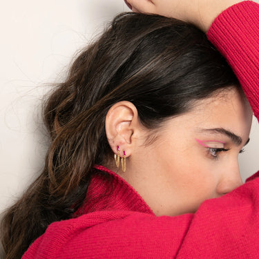 Pia&Co Cadea Ruby Taşlı Zincir Gümüş Küpe