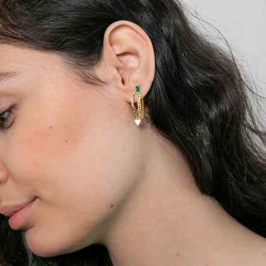 Pia&Co Cadea Yeşil Taşlı Zincir Gümüş Küpe