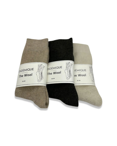 Endémique Studio The Wool Plain Black-Kadın Yün Çorap