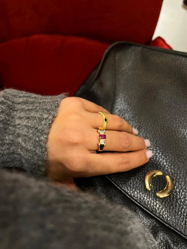 Pia&Co Meile Ruby Beyaz Zirkon Taşlı Altın Kaplama Gümüş Yüzük