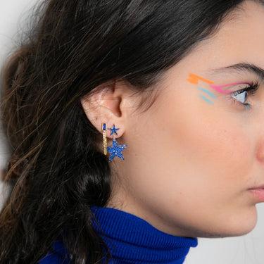 Pia&Co Cadea Lacivert Taşlı Zincir Gümüş Küpe