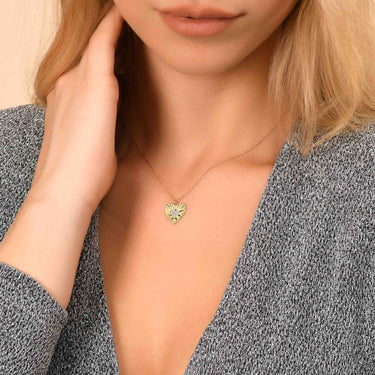 Pia&Co Mtia Beyaz Taşlı Kalp Altın Kaplam Gümüş Kolye