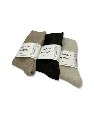 Endémique Studio The Wool Plain Black-Kadın Yün Çorap