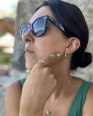 Pia&Co Mineli Yuvarlak Nazar Altın Kaplama Gümüş Yüzük