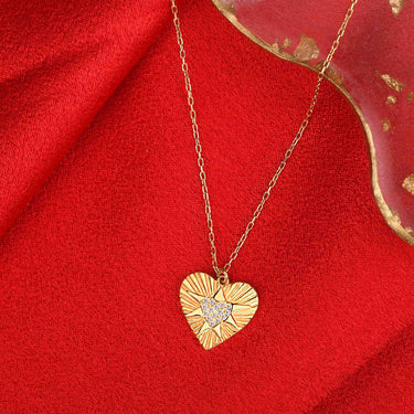 Pia&Co Mtia Beyaz Taşlı Kalp Altın Kaplam Gümüş Kolye